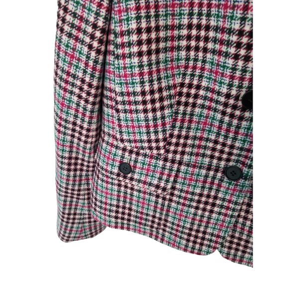 Talbots Blazer Red Green Wool Blend Houndstooth Plaid Preppy Academia Women's 12 - Picture 6 of 11